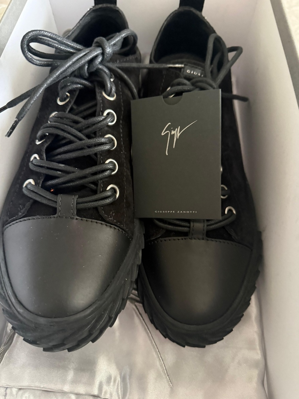 Giuseppe Zanotti Men's Black Suede & Leather Lace-Up Sneakers